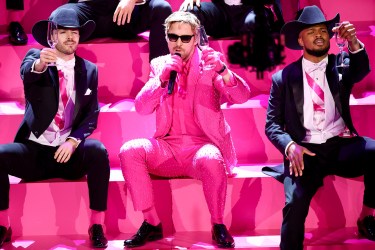 Ryan Gosling performs 'I'm Just Ken' from "Barbie" at the 96th Annual Oscars held at Dolby Theatre on March 10, 2024 in Los Angeles, California.